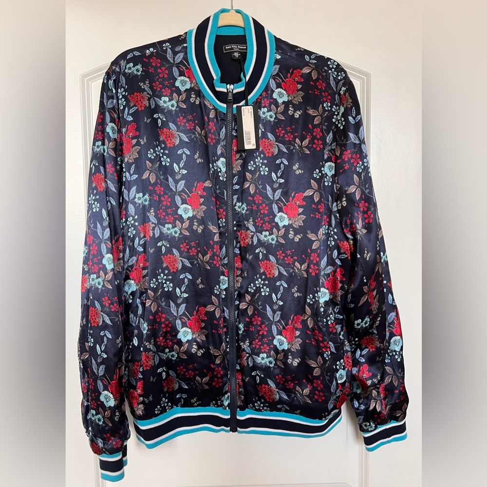 Saks Fifth Avenue Men’s Size Large Floral Bomber Jacket